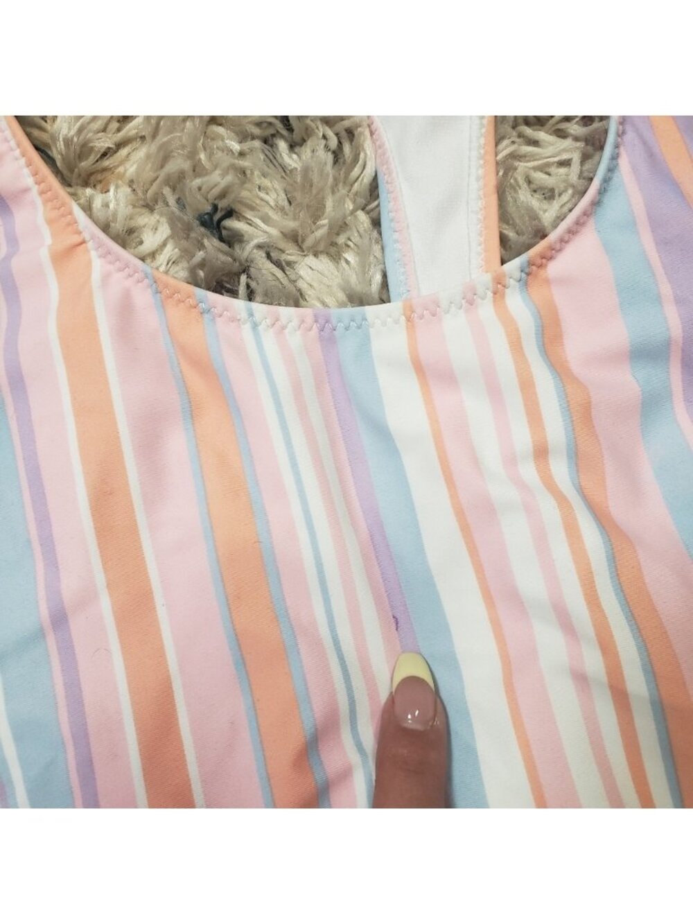 Skinny Dip Striped One Piece Cheeky Racerback Bathing Suit Swim Swimsuit - Picture 6 of 7